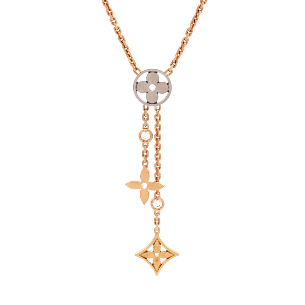 Louis Vuitton Idylle Blossom Y Pendant Necklace 18K Tricolor Gold with Diamonds